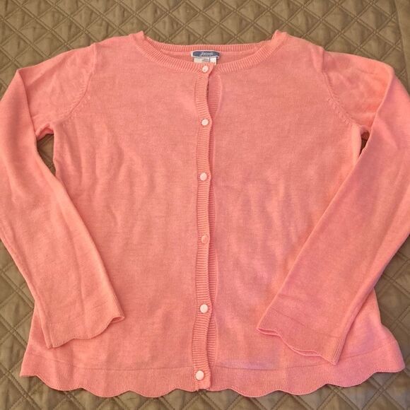 Bonpoint Girls Pink Cardigan with Scalloped Hem and Cuff. Cotton Blend. Size 10Y - Picture 1 of 7
